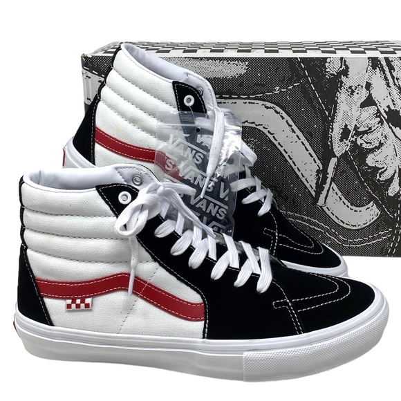 VANS Sk8-Hi Skate Shoes Men’s Size White Black Canvas Suede Sneakers VN0A5FCC458 - Picture 2 of 9